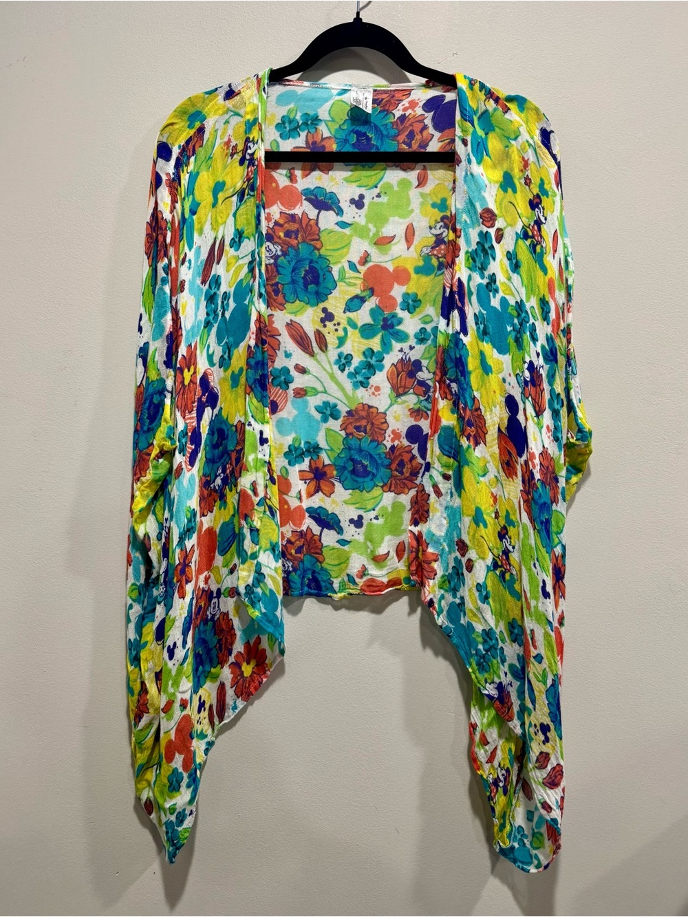 Retired Disney Parks 2014 Bright Floral Hidden Mickey Minnie Kimono OS HTF⁠